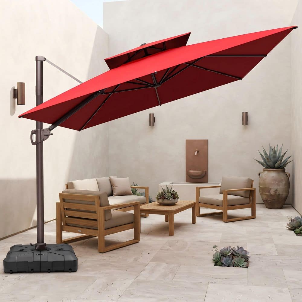 butterfly offset patio umbrella 10x13ft Cantilever maintenance Umbrella includes cross base Le Papillon 10-ft Offset Hanging