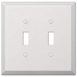 Oversized 2 Gang Toggle Steel Wall Plate - White