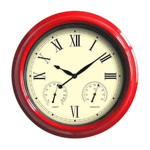 18 in. Red Clock, Thermometer and Hygrometer