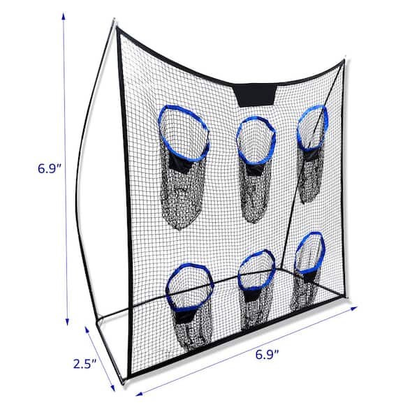 6.9 ft. Portable Football Training Net in Black With 6 Targets and Carry Bag