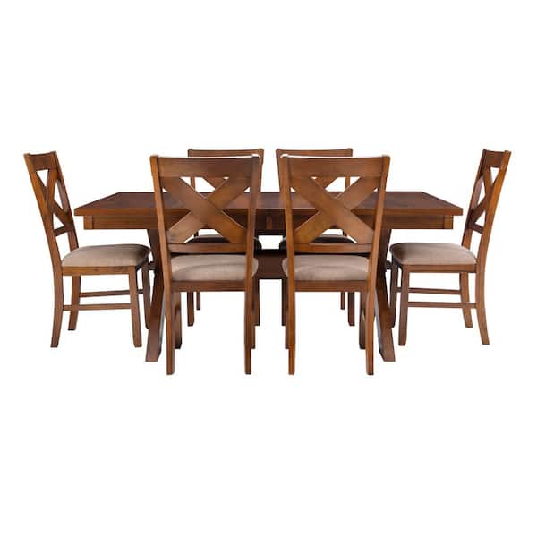 Neumann Dark Hazelnut 7-Piece Dining Set with X Style Designs