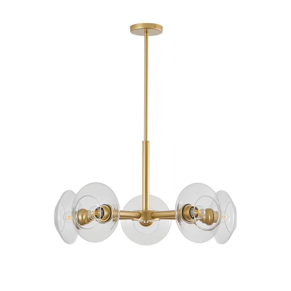 5-Light Modern Gold Sputnik Chandelier with Clear Glass Shades for Dining Room, Living Room (Bulbs Not Included) price history on PriceWatchPro