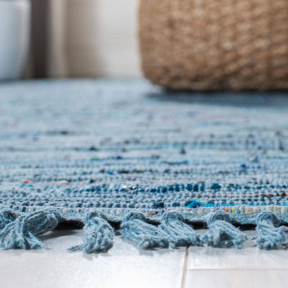 Coastal Charm Blue & Multi Handwoven Cotton Rag Rug - 5' x 8'