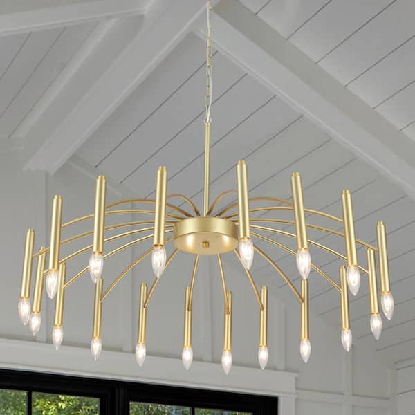 LWYTJO 18-Light Spray Gold Modern Linear Candle Chandelier for Dinning Room with No Bulbs Included