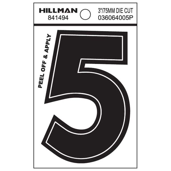 Hillman 3 in. Black Vinyl Die-Cut Number 5
