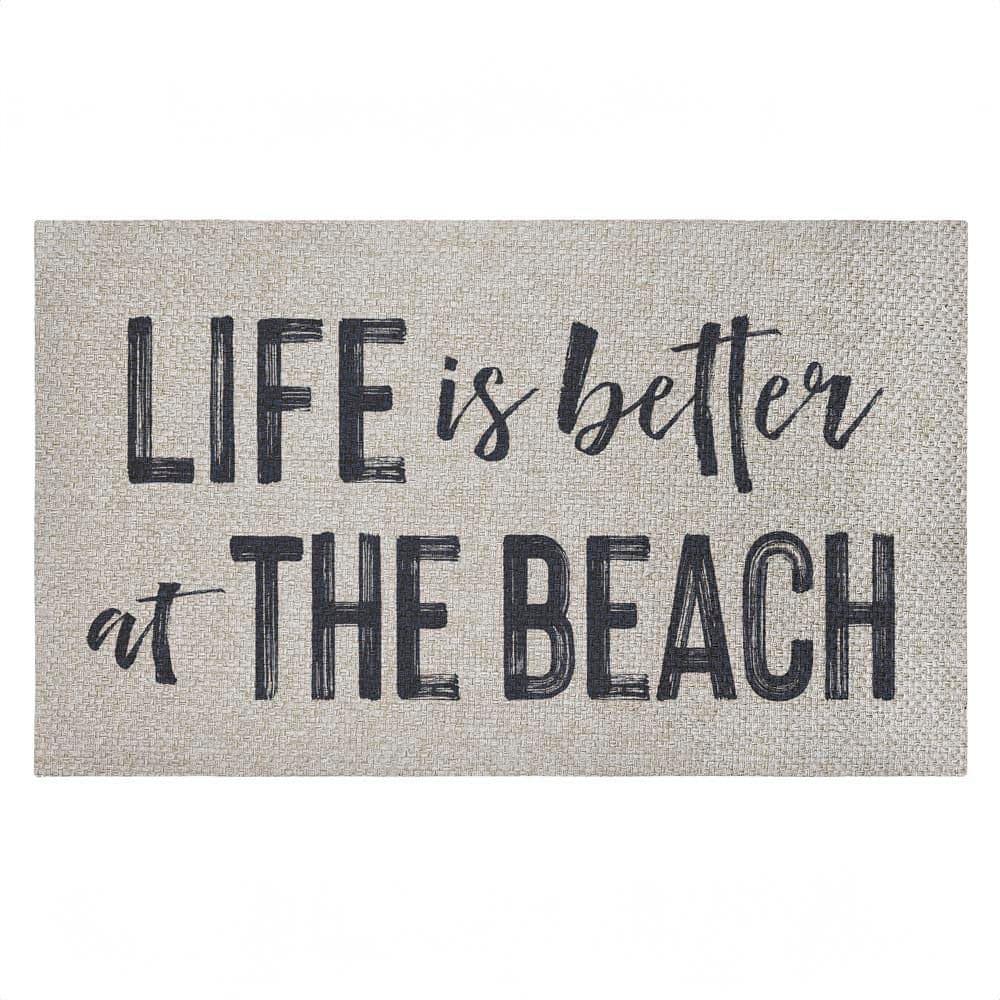 Life Better At The Beach Brown 18 in. x 30 in. Polyester Non-Slip Outdoor Door Mat price history on PriceWatchPro