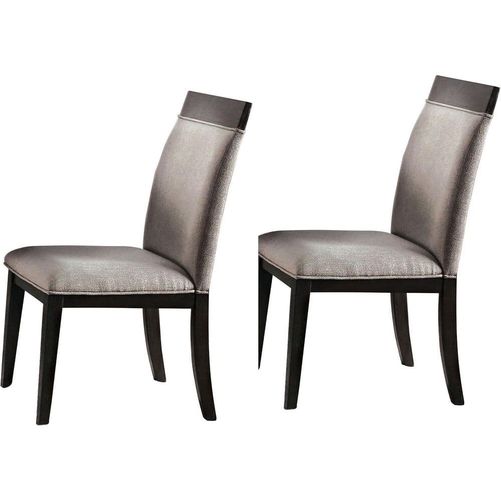 Beige/Brown Fabric Upholstered Wood Frame Dining Chair, Set of 2, Comfortable Dining Side Chair for Dining Rooms