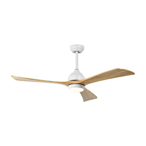 Keazile 52 in. Indoor White Ceiling Fan with Dimmable LED Light, Wood Blade, Remote Control and Reversible DC Motor for Bedroom