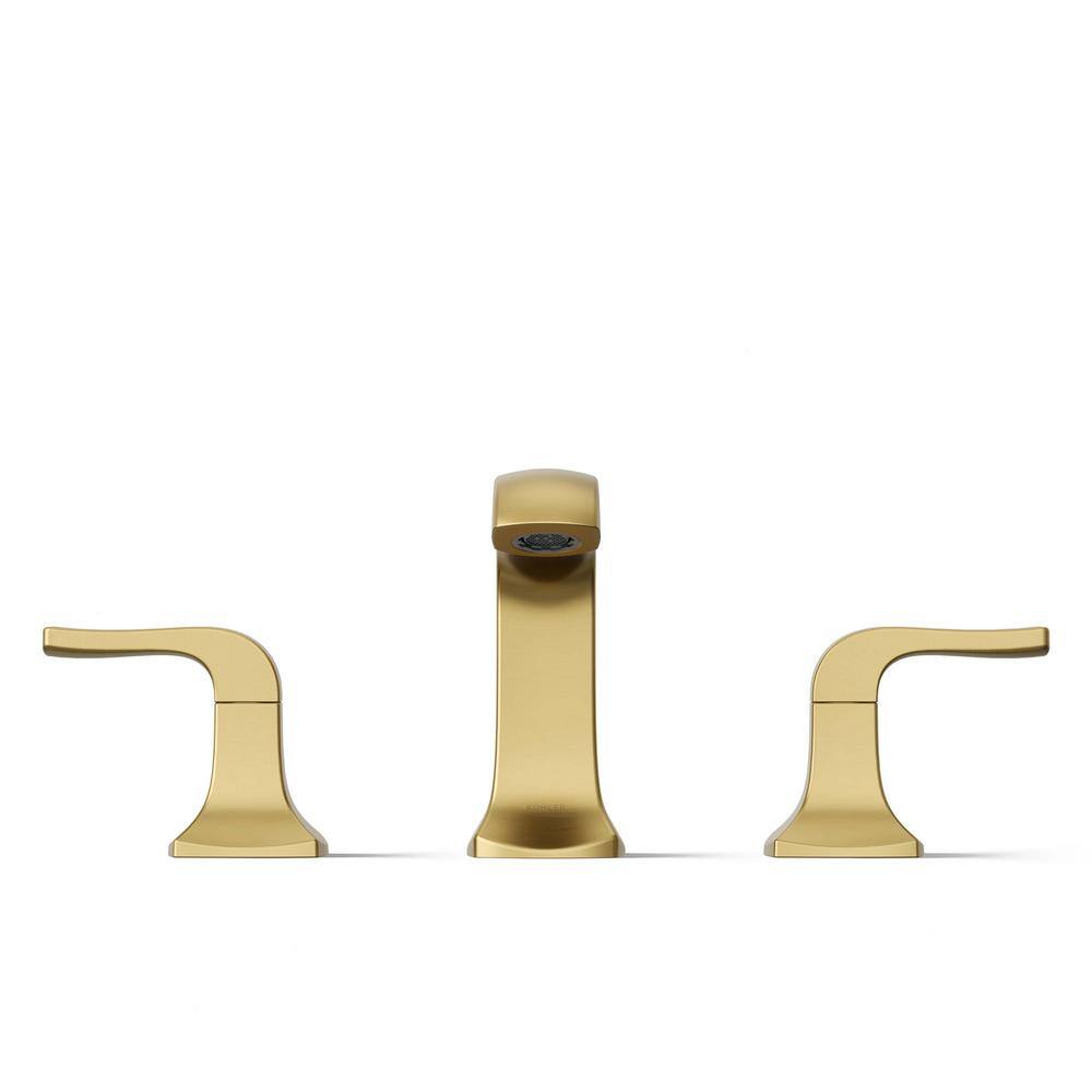 Rubicon 8 in. Widespread Double Handle Bathroom Faucet in Vibrant Brushed Brass
