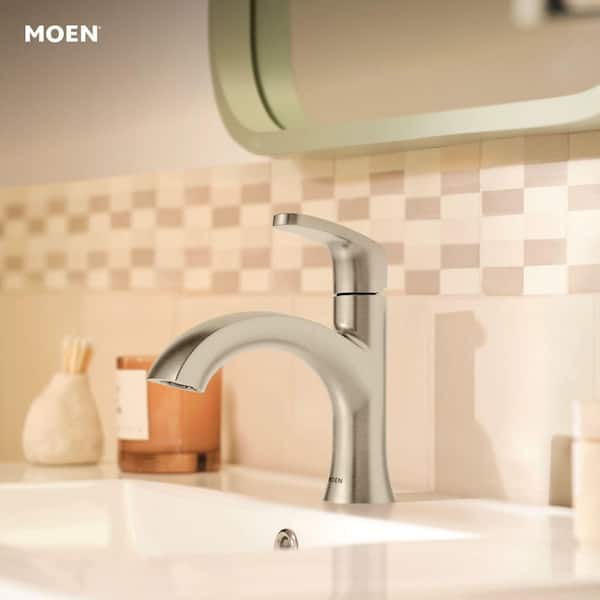 Karis Single Hole Single Handle Bathroom Faucet in Spot Resist Brushed Nickel