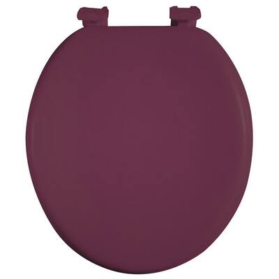 Soft Round and Padded Closed Front Toilet Seat with Easy Clean and Change Hinges in Burgundy