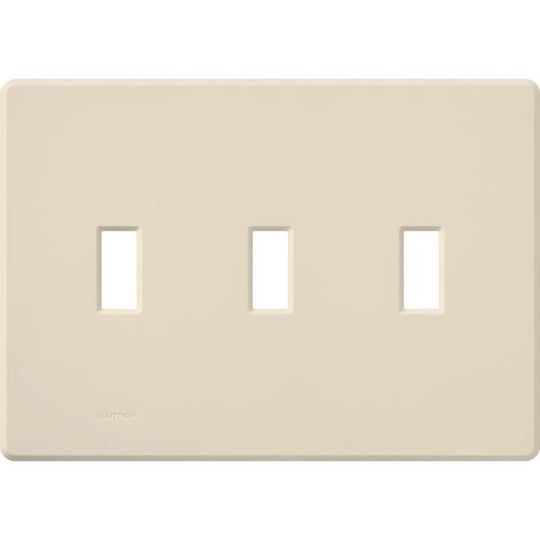 Lutron Fassada 3 Gang Toggle Switch Cover Plate for Dimmers and Switches, Light Almond (FG-3-LA)
