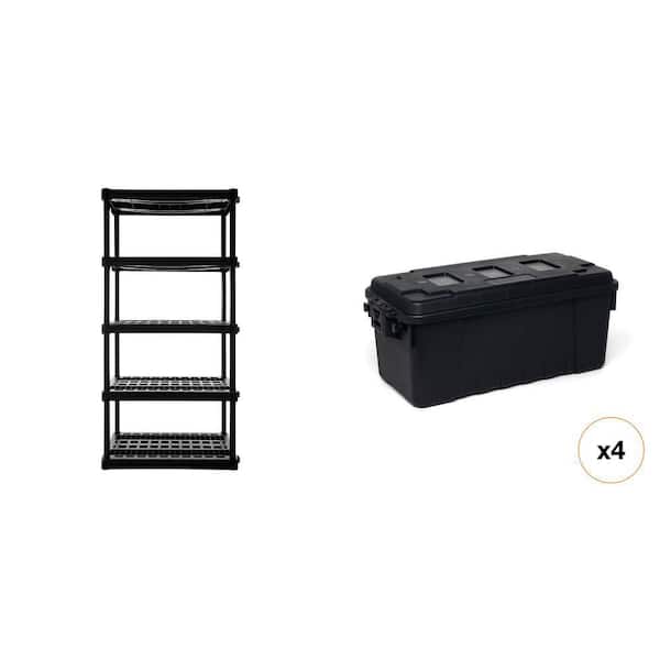 5-Tier Garage Shelving Unit (18 in. x 36 in. x 74 in.) and 17-Gal. Storage Box (4-Pack)