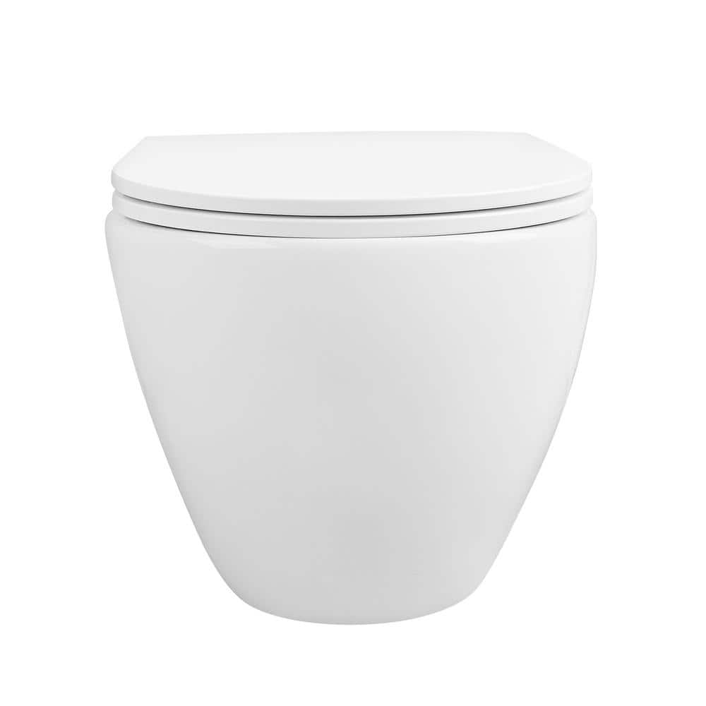 White Ceramic Elongated Wall Mounted Dual Flush Toilet