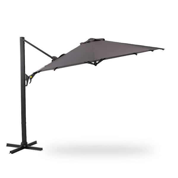 Unbranded 11 ft. Metal Cantilever Push Button in Grey Patio Umbrella
