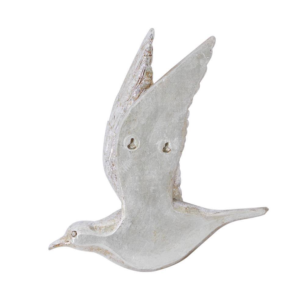 Silver Polystone Bird Wall Sculpture Set of 3