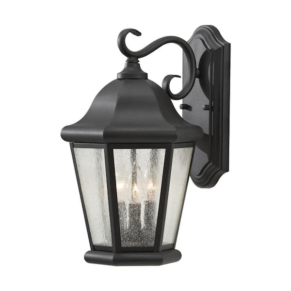 Generation Lighting Martinsville Large 3-Light Black Outdoor Wall Lantern