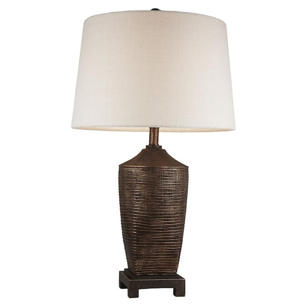 HomeRoots 30 in. Bronze Standard Light Bulb Urn Bedside Table Lamp