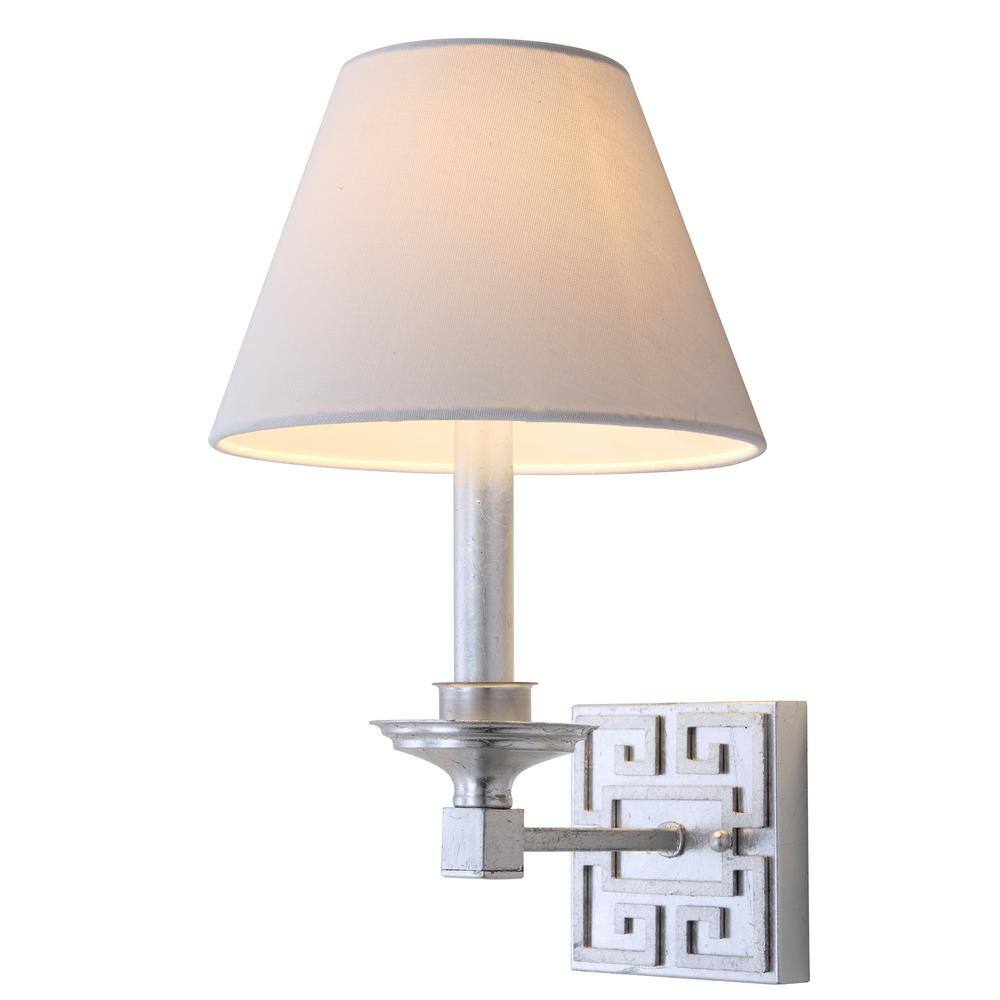Contemporary Greek Key Silver Wall Sconce Set