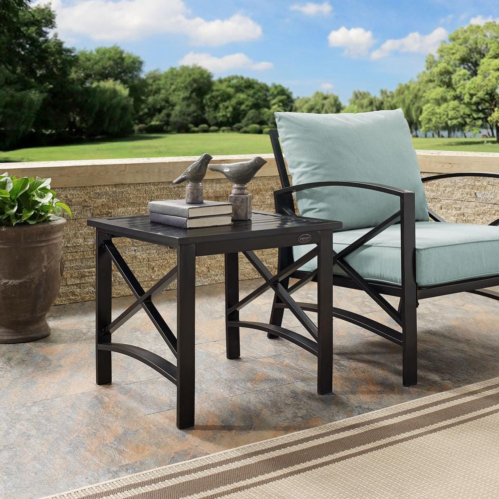 Kaplan 26" Oiled Bronze Steel Outdoor Side Table