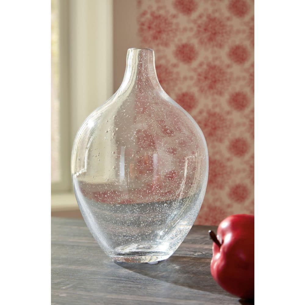 Clear Seeded Glass Decorative Table Vase