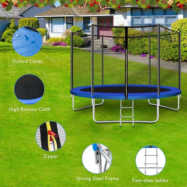 Upper Bounce Machrus Upper Bounce 10 ft. Round Trampoline Set with Safety  Enclosure System Outdoor Trampoline for Kids and Adults UBSF01-10 - The  Home