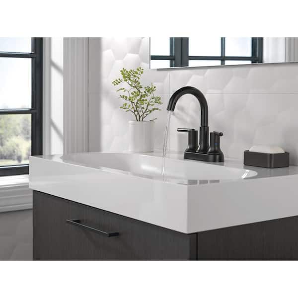 Trinsic 4 in. Centerset Double Handle Bathroom Faucet in Matte Black