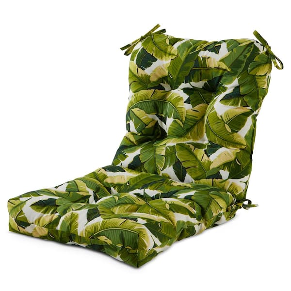 21 in. x 42 in. Outdoor Dining Chair Cushion in Palm Leaves White