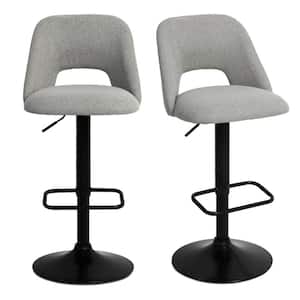 Edwin Gray Adjustable 24 in. - 32 in. Seat Height High Back Metal Frame Bar Stool (Set of 2) (17 in. W x 32-44 in. H)