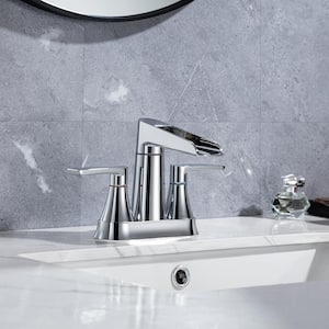 Waterfall 4 in. Centerset 2-Handle Lavatory Bathroom Faucet with Drain kit Included in Polished Chrome