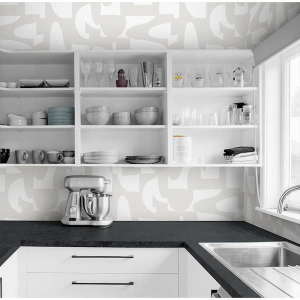 Sea Salt Organic Geometric Vinyl Peel and Stick Wallpaper Roll (31.35 sq. ft.)