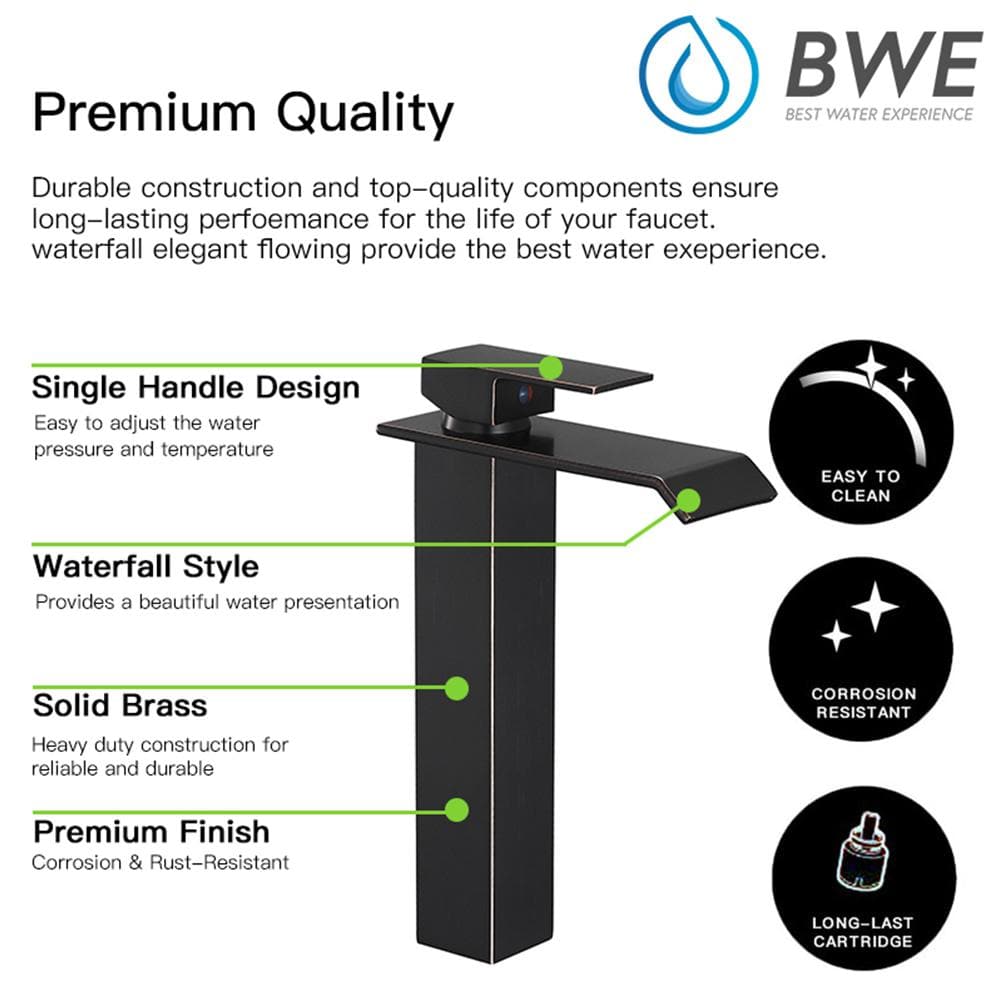 Oil-Rubbed Bronze Tall Vessel Sink Faucet with Drain Assembly