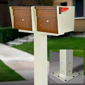 Mail Manager X2 Locking Mailbox Combo Kit with Cream White In-Ground Post, 2 Compartment High Security Cluster