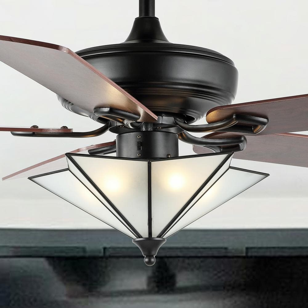 Moravia 52  5-Light Farmhouse Rustic Iron Star Shade LED Ceiling Fan With Remote  Black