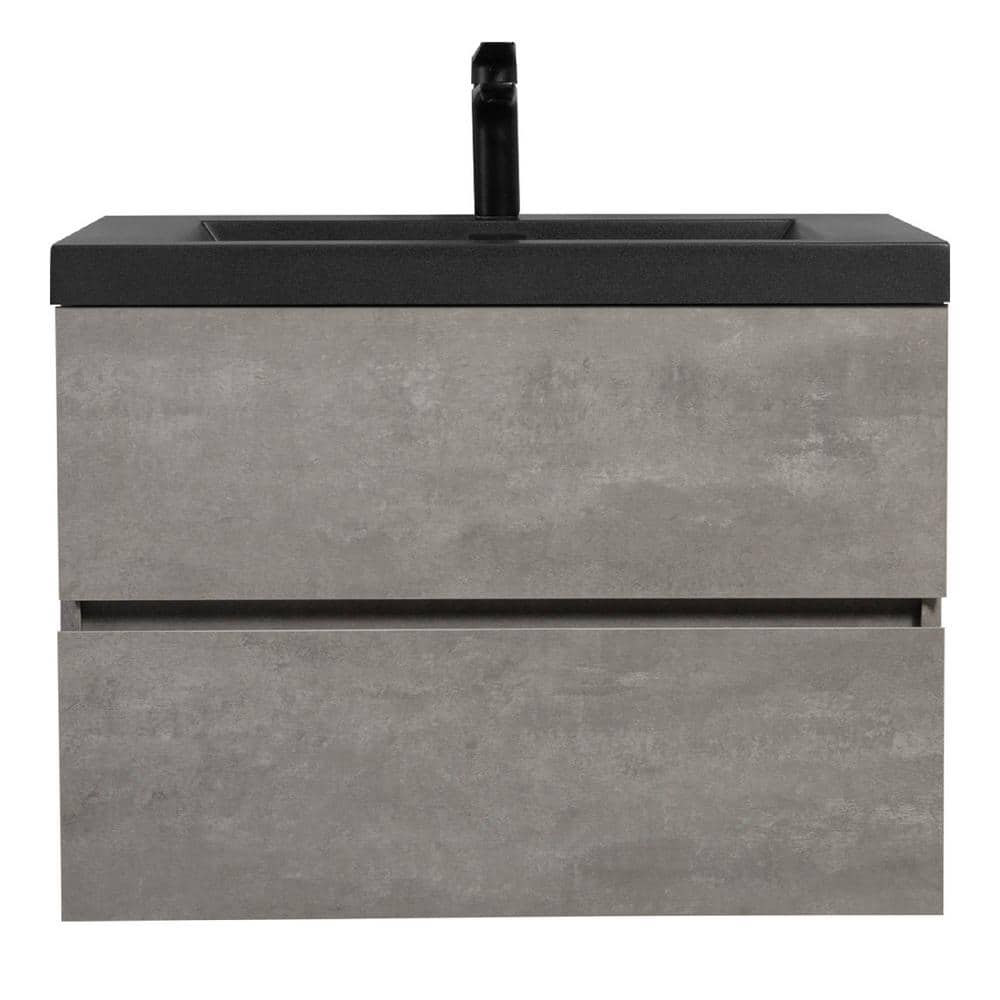 29.50 in. W Wall Mounted Bath Vanity in Gray with Black Quartz Sand Top price history on PriceWatchPro
