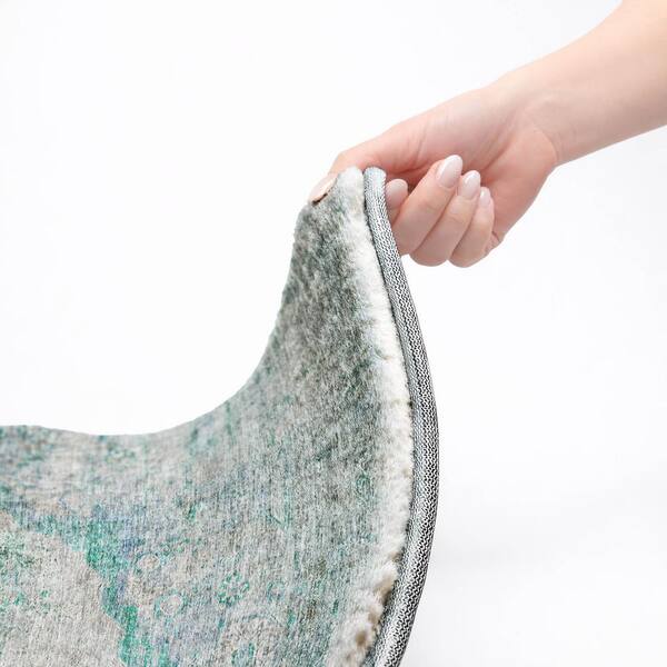 Dream Shag Premium Machine Washable Abstract ADS675 Teal 9 ft. x 12 ft. Area Rug