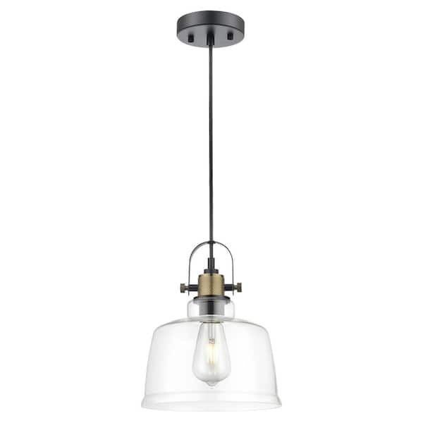 Light Society Arie 1-light Black/Brass/Clear ​Pendant Light with Glass Shad