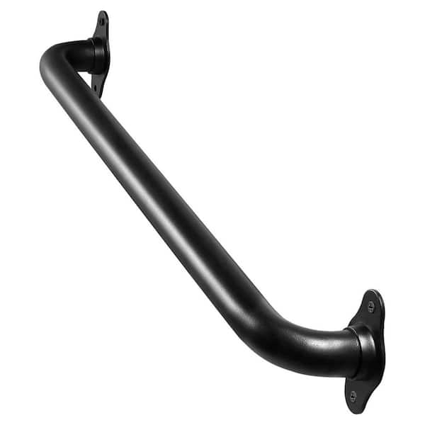 Angel Sar 2 ft. Matte Black Metal Industrial Pipe Wall Handrail, Pipe Barn Door Pull Handle for Indoor and Outdoor Deck Hand Rail