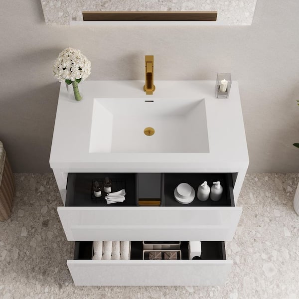 Ziyudura 36 in. Single Sink Freestanding White Bath Vanity with
