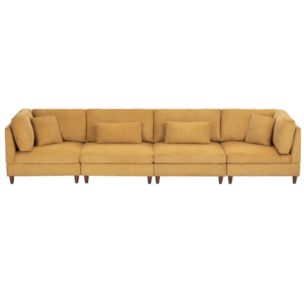 160.5 in. Straight Arm 4-Piece Corduroy Upholstered 4-Seater Sectional Sofa in. Orange price history on PriceWatchPro
