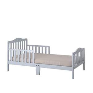 Kids Toddler Wood Bed Bedroom Furniture w/ Guardrails Gray