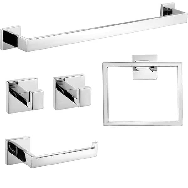 Bathroom Hardware Towel Holder Accessories Set Wall Mounted Towel Rack in Polished Chrome
