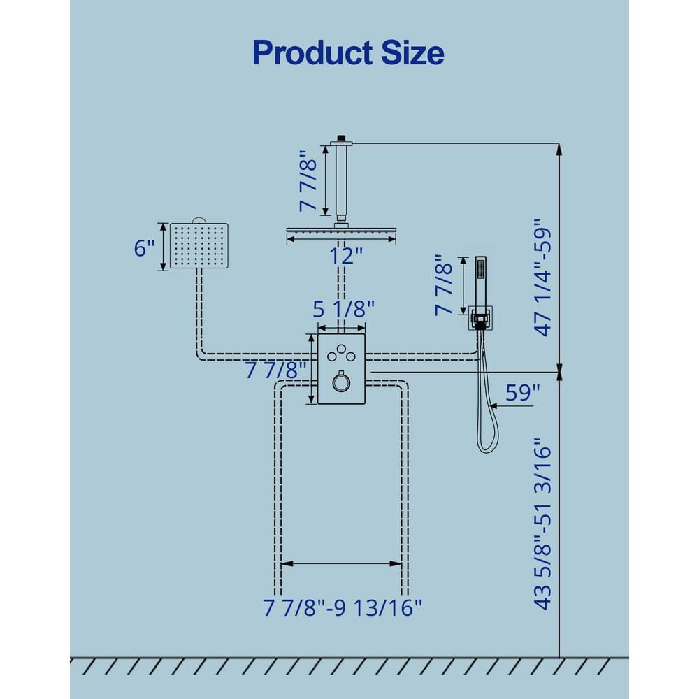 Matte Black Dual Mount Rainfall Shower System with Handheld Spray