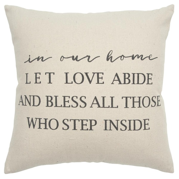 Unbranded Natural Sentiment Cotton Poly Filled 20 in. x 20 in. Decorative Throw Pillow