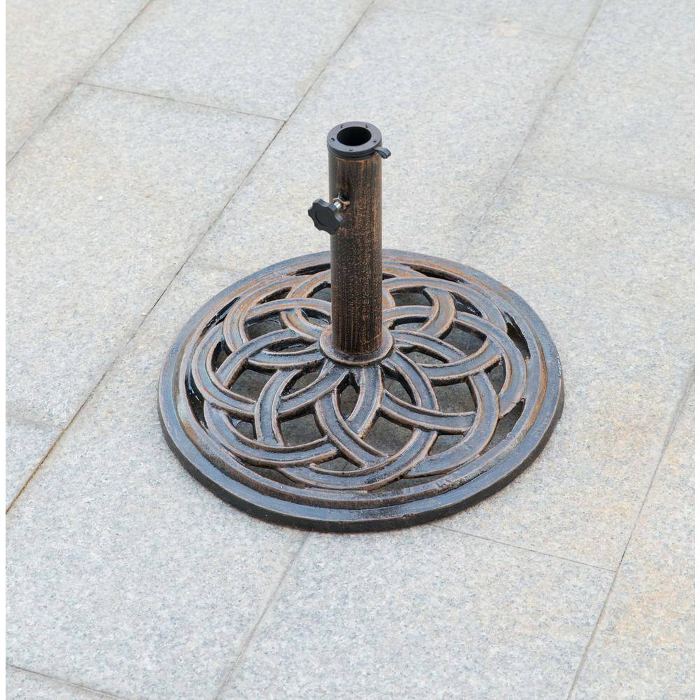 20 lb. Bronze Cast Iron Round Patio Umbrella Base Holder