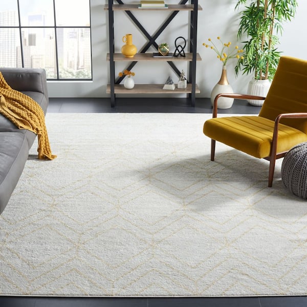 Adirondack 9 ft. x 12 ft. Ivory/Gold Diamond Area Rug