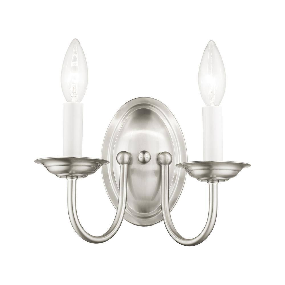 Elegant Traditional Brushed Nickel 2-Light Wall Sconce