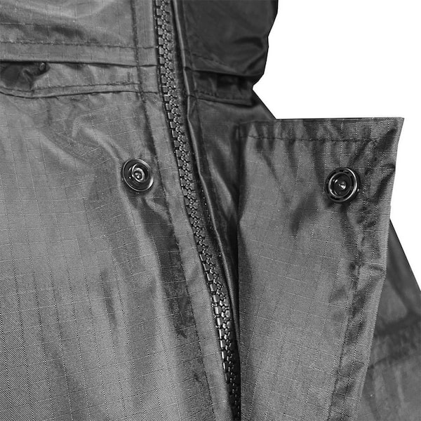 Boss X-Large Black Nylon Ripstop Rain Jacket with Storm Flap