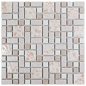 University Pink 11-3/4 in. x 11-3/4 in. Porcelain Mosaic Tile (9.8 sq. ft./Case)
