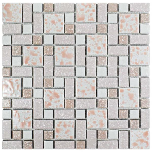 Merola Tile University Pink 11-3/4 in. x 11-3/4 in. Porcelain Mosaic Tile (9.8 sq. ft./Case)
